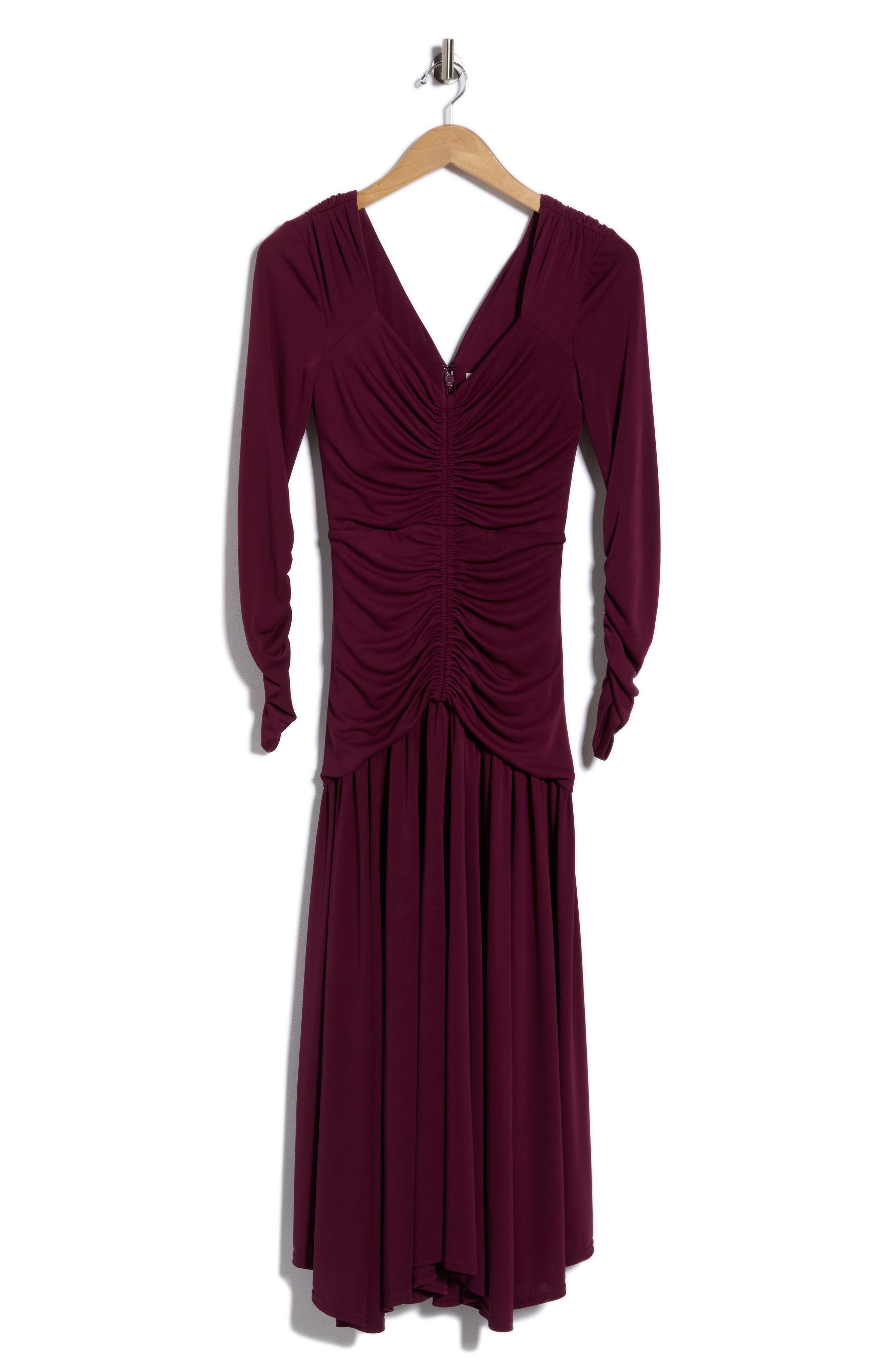 Evedene Ruched Long Sleeve Midi Dress
