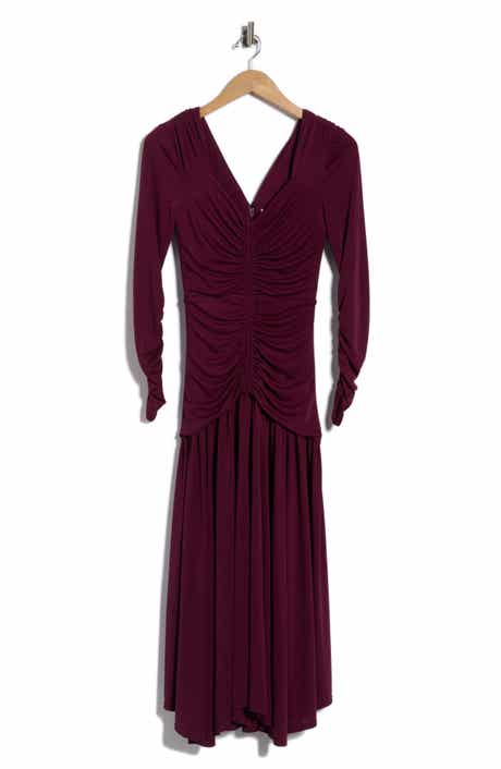 Evedene Ruched Long Sleeve Midi Dress