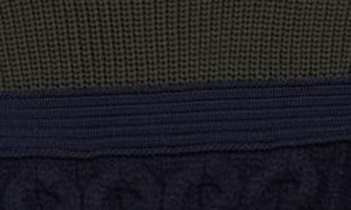 Sacai Mixed Media Colorblock Long Sleeve Wool Sweater Dress In Navy X Khaki 212