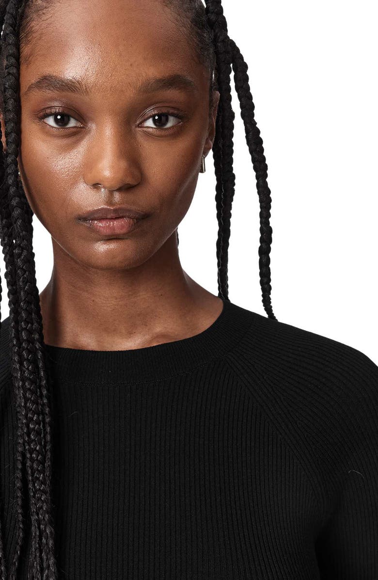 AllSaints Jas Rib Knit Peplum Sweater, Alternate, color, Black