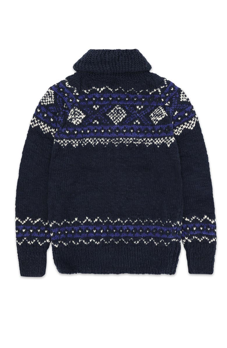 Fortela Navajo Pattern Merino Wool Cardigan, Alternate, color, Navy Blue