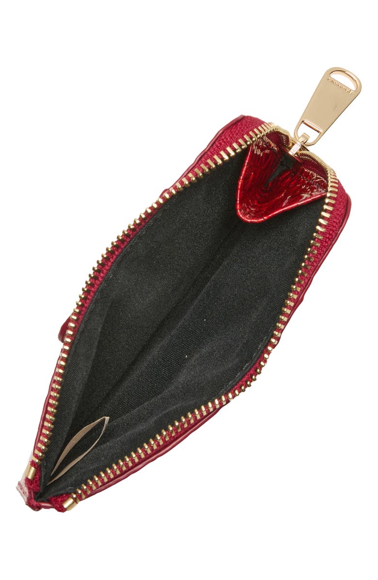 Brahmin Lennon Croc Embossed Leather Card Case, Alternate, color, Red Opal