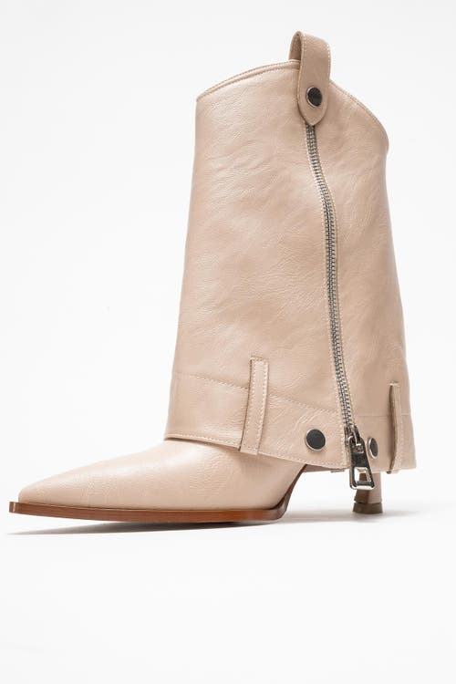 Prologue Shoes Lola Zip Pointed Toe Heel Boot In Neutral