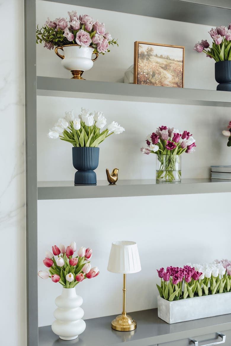 Lilou RealTouch Tulip Arrangement, Alternate, color, Fuschia, White, Pink