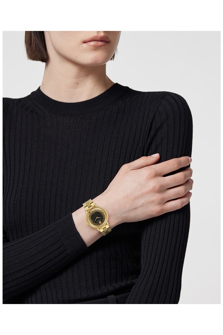 Greca Flourish Bracelet Watch, 35mm, Alternate, color, IP YELLOW GOLD