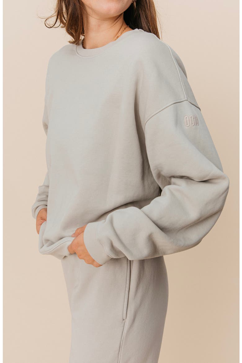 Women's Organic Cotton Teddy Oversized Crewneck, Alternate, color, Stone