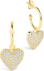 Sterling Forever Disco Heart Hoop Earrings