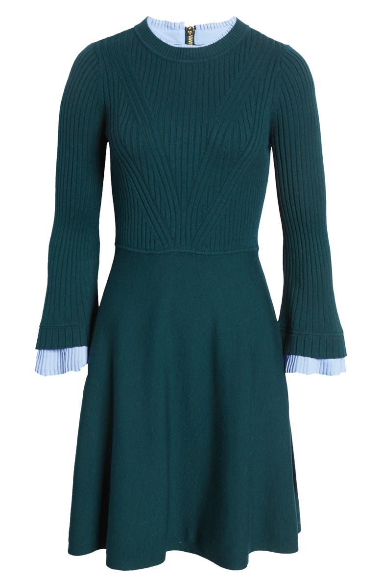 Eliza J Long Sleeve Fit & Flare Sweater Minidress, Alternate, color, 