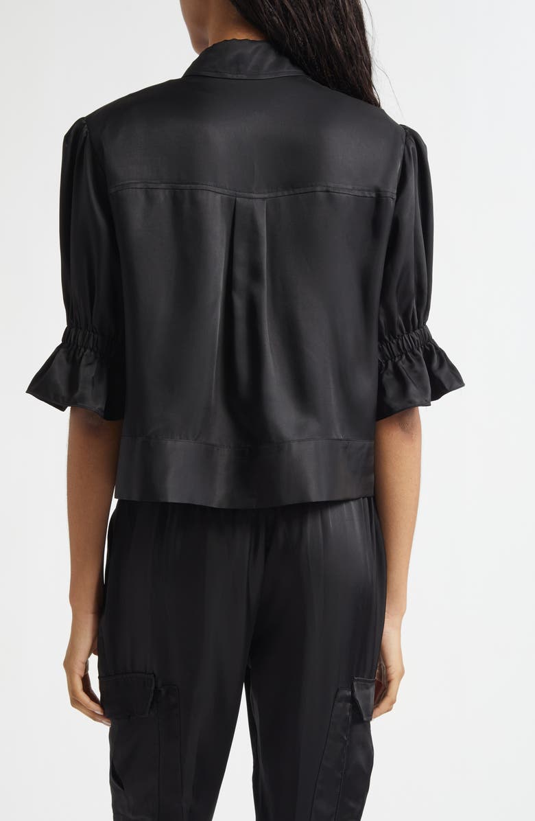 Cinq à Sept Holly Ruffle Sleeve Jacket, Alternate, color, Black