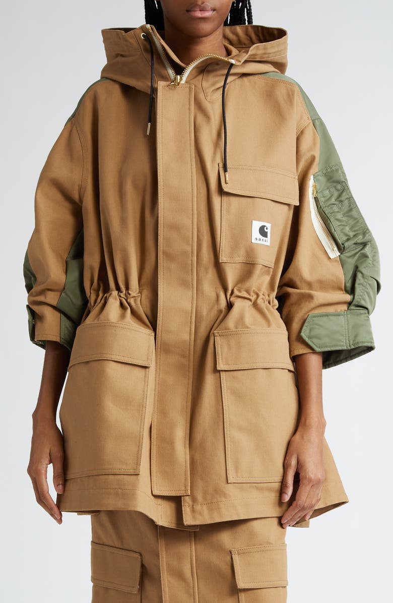 Sacai Carhartt WIP Mixed Media Coat, Main, color, 