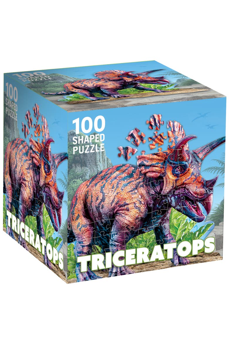 Triceratops 100 Piece Shaped Puzzle, Main, color, Multicolor