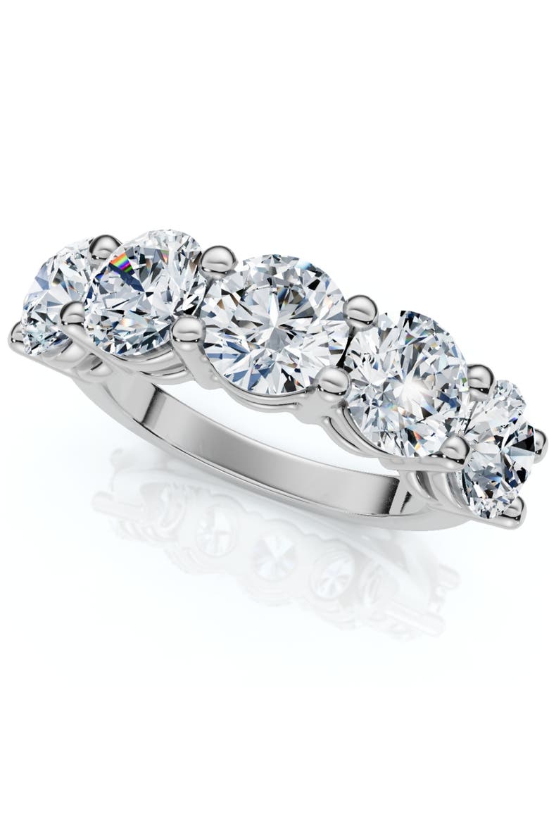 2 1/2Ct Five Stone Lab Grown Diamond Wedding Ring 14k Gold, Alternate, color, 14k White Gold
