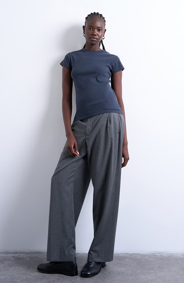 Topshop Everyday Cotton T-Shirt, Alternate, color, Charcoal