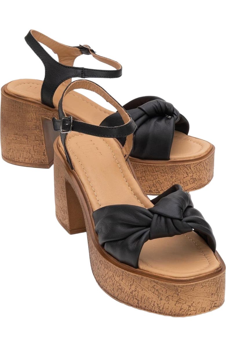 Forever & Always Shoes Tily Platform Wedge Leather Sandal, Main, color, Black Leather