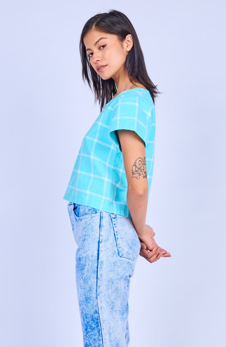 MOKUYOBI Grid Crop Top, Alternate, color, Sky