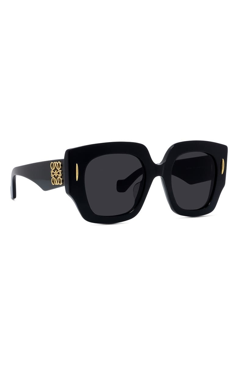 Loewe Anagram 50mm Small Geometric Sunglasses, Alternate, color, Shiny Black / Smoke