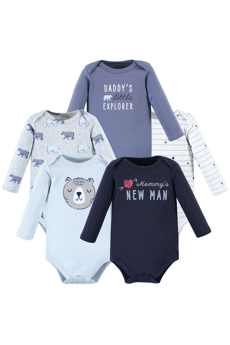 Soft Cotton Long-Sleeve Infant Bodysuit Bundle, Main, color, Mommys New Man