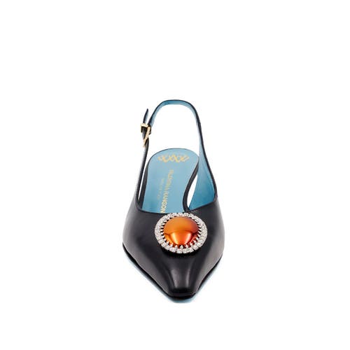 Valentina Rangoni Veronika Low Heel Sling Pump In Black Luce