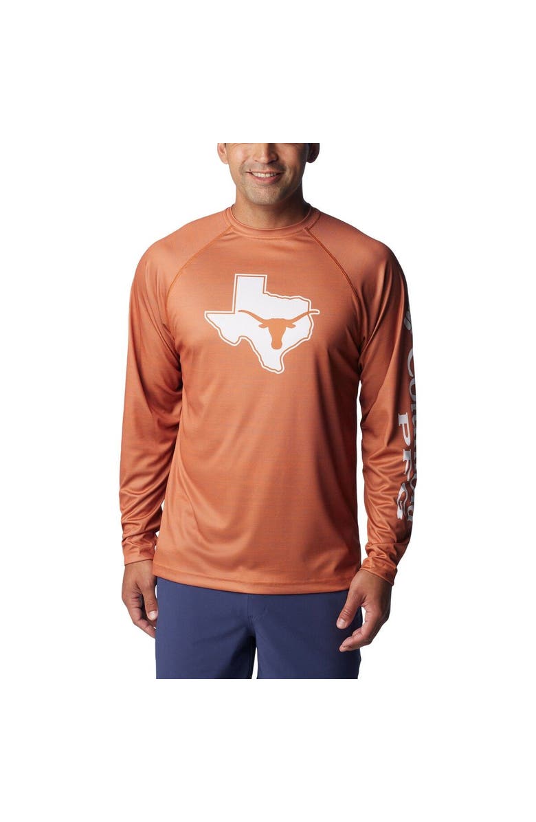 Columbia Men's Columbia Orange Texas Longhorns Big & Tall Terminal Tackle Raglan Omni-Shade Long Sleeve T-Shirt, Main, color,