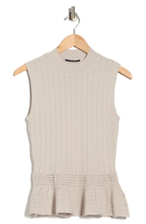 Pointelle Peplum Sweater Tank