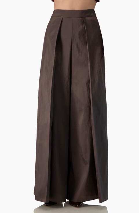 High-waisted Palazzo Pants With Side Pockets