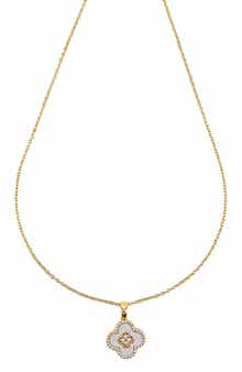 Panacea Mother-of-Pearl & Crystal Clover Pendant Necklace