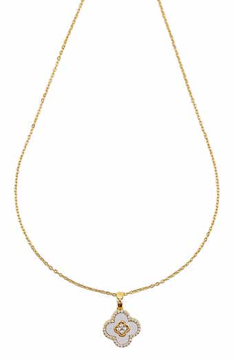 Panacea Mother-of-Pearl & Crystal Clover Pendant Necklace