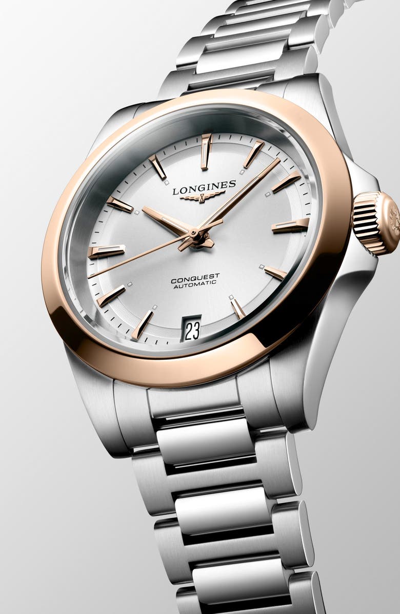 Longines Conquest Automatic Bracelet Watch, 34mm, Alternate, color, Silver