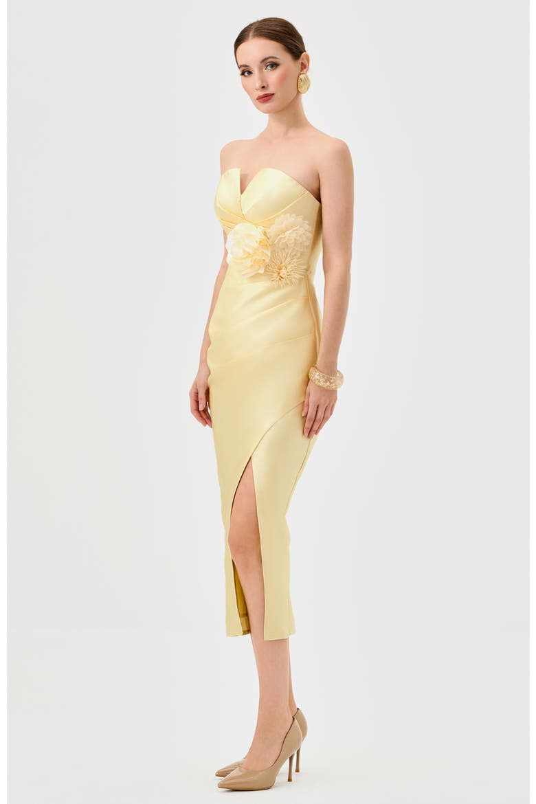 Raina Strapless Midi, Alternate, color, YELLOW