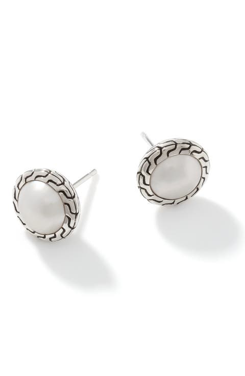 Classic Chain Mabé Pearl Stud Earrings