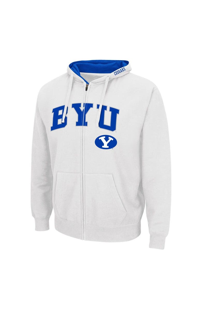 COLOSSEUM Men's Colosseum White BYU Cougars Arch & Team Logo 3.0 Full-Zip Hoodie, Alternate, color,