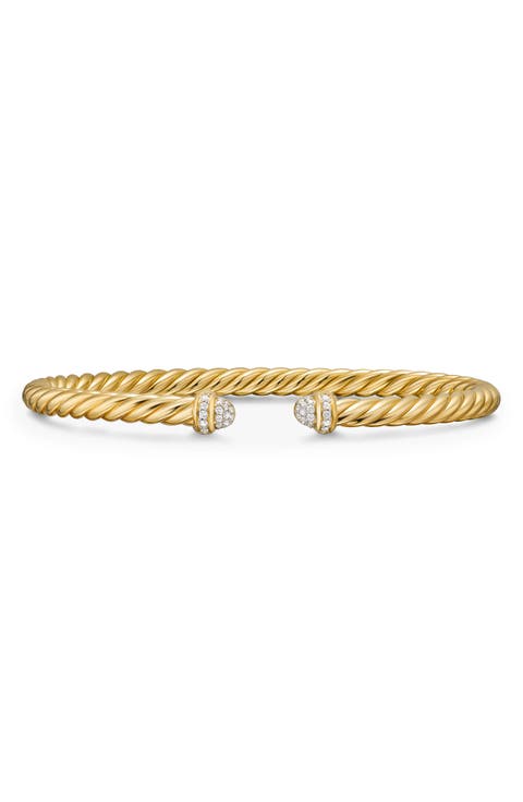 Cablespira® Flex Bracelet in 18K Yellow Gold with Diamonds, 4mm