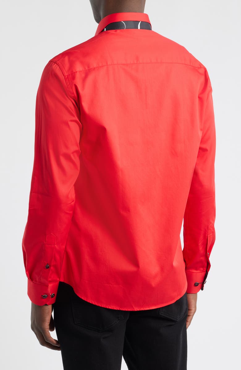 Siragusa Printed Silk Trim Dress Shirt, Alternate, color, Red