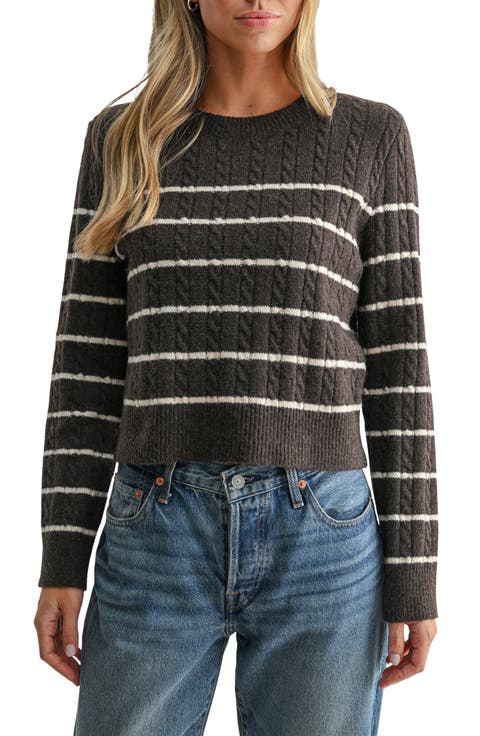 Striped Cable Knit Sweater