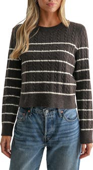 All in Favor Striped Cable Knit Sweater