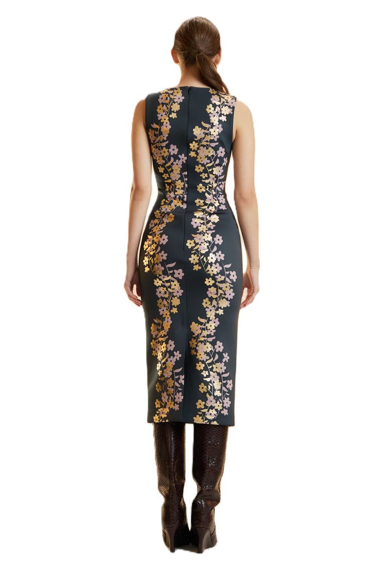 Sleeveless Bonded Midi Dress, Alternate, color, Black/Gold