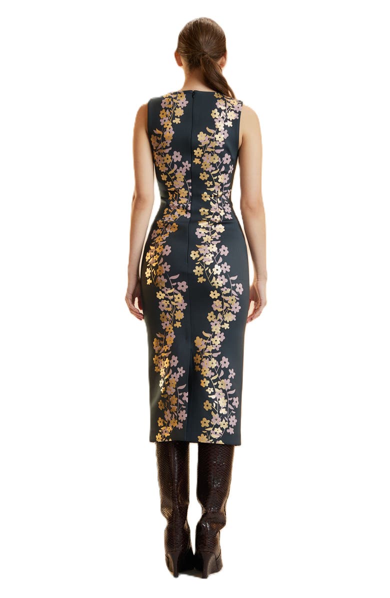 Cynthia Rowley Sleeveless Bonded Midi Dress, Alternate, color, Black/Gold