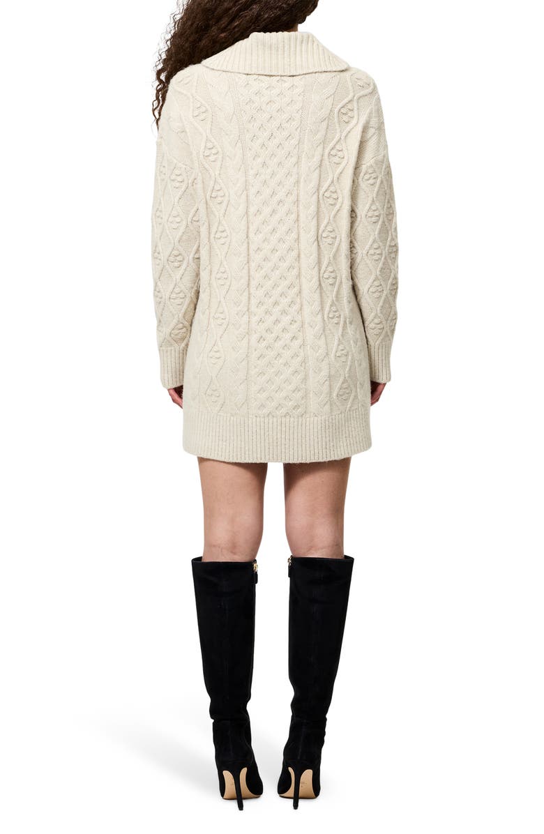French Connection Makira Long Sleeve Cable Stitch Sweater Dress, Alternate, color, Oatmeal Mel