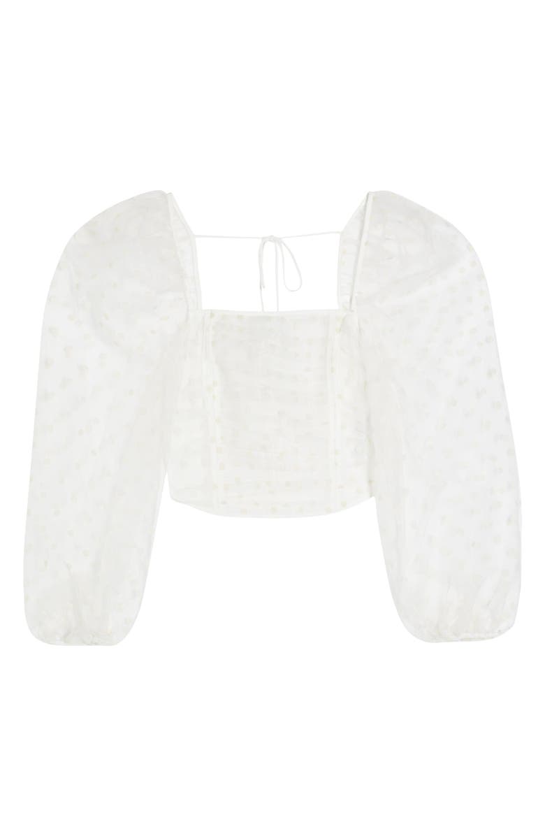 Topshop Spot Organza Ruched Corset Top, Alternate, color,