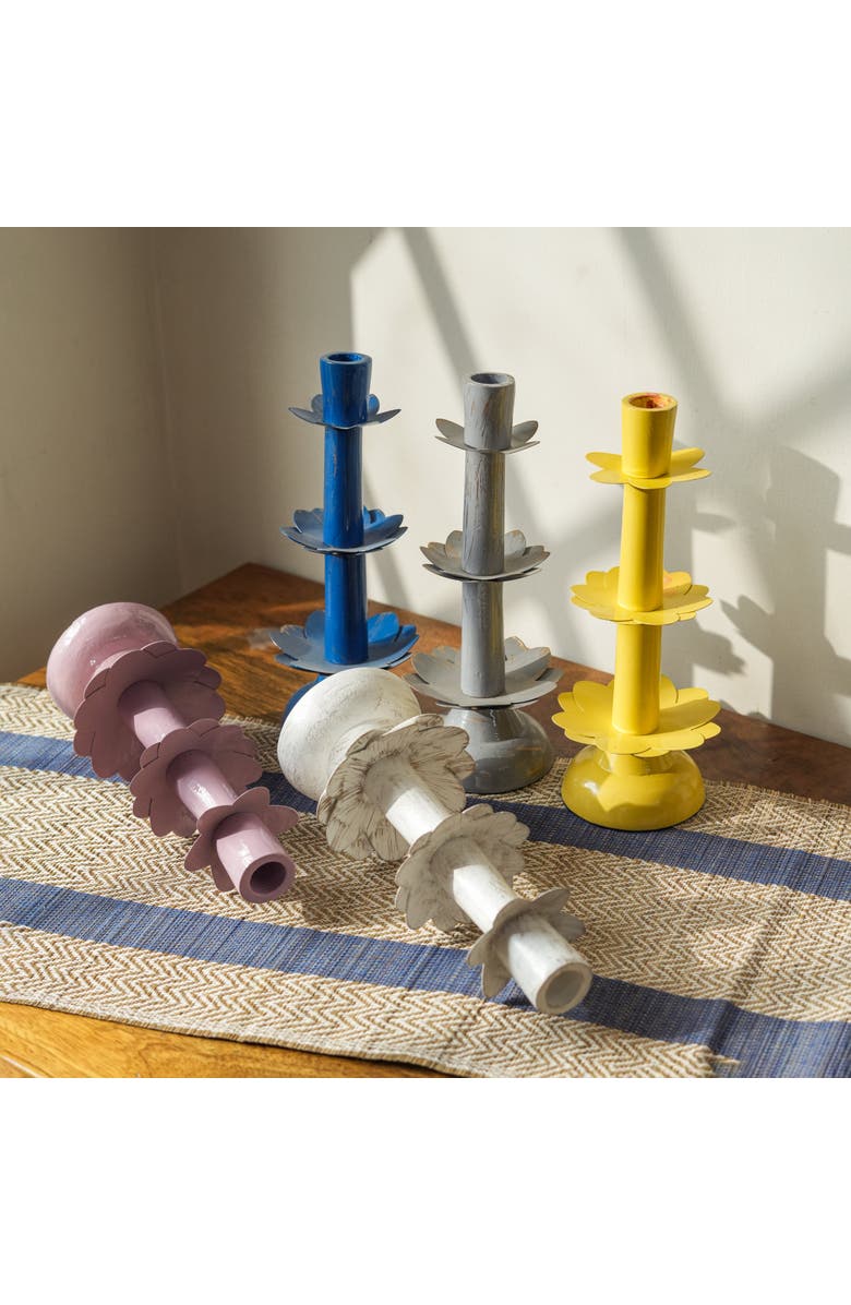 Mela Artisans Sunny Tapered Candleholders, Alternate, color, Sunny