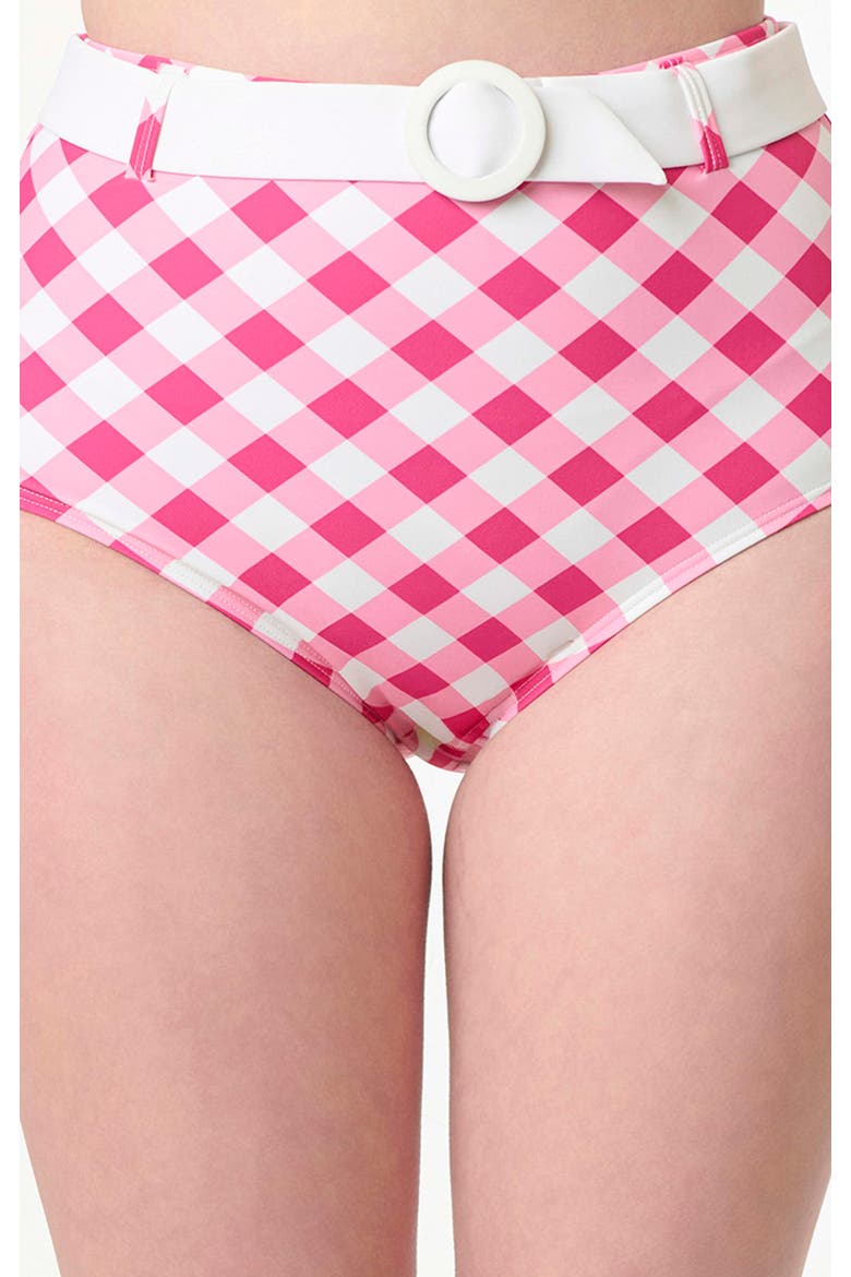 High Waisted Belted Redondo Swim Bottoms, Main, color, Pink Gingham