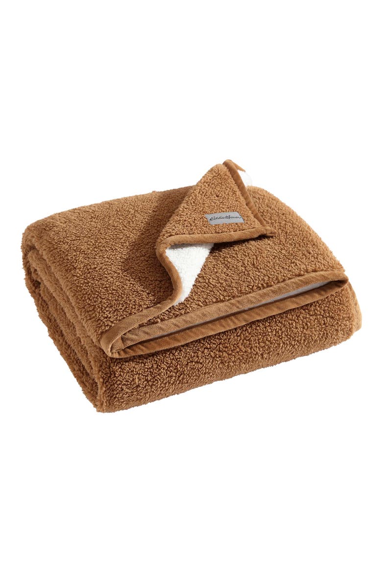Reversible Fleece Throw Blanket, Main, color, BROWN
