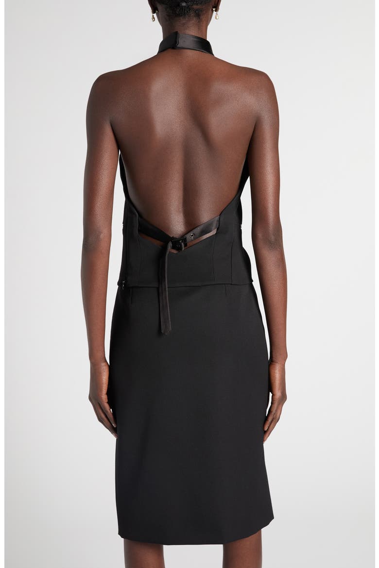 Wool Grain de Poudre Halter Top, Alternate, color, BLACK