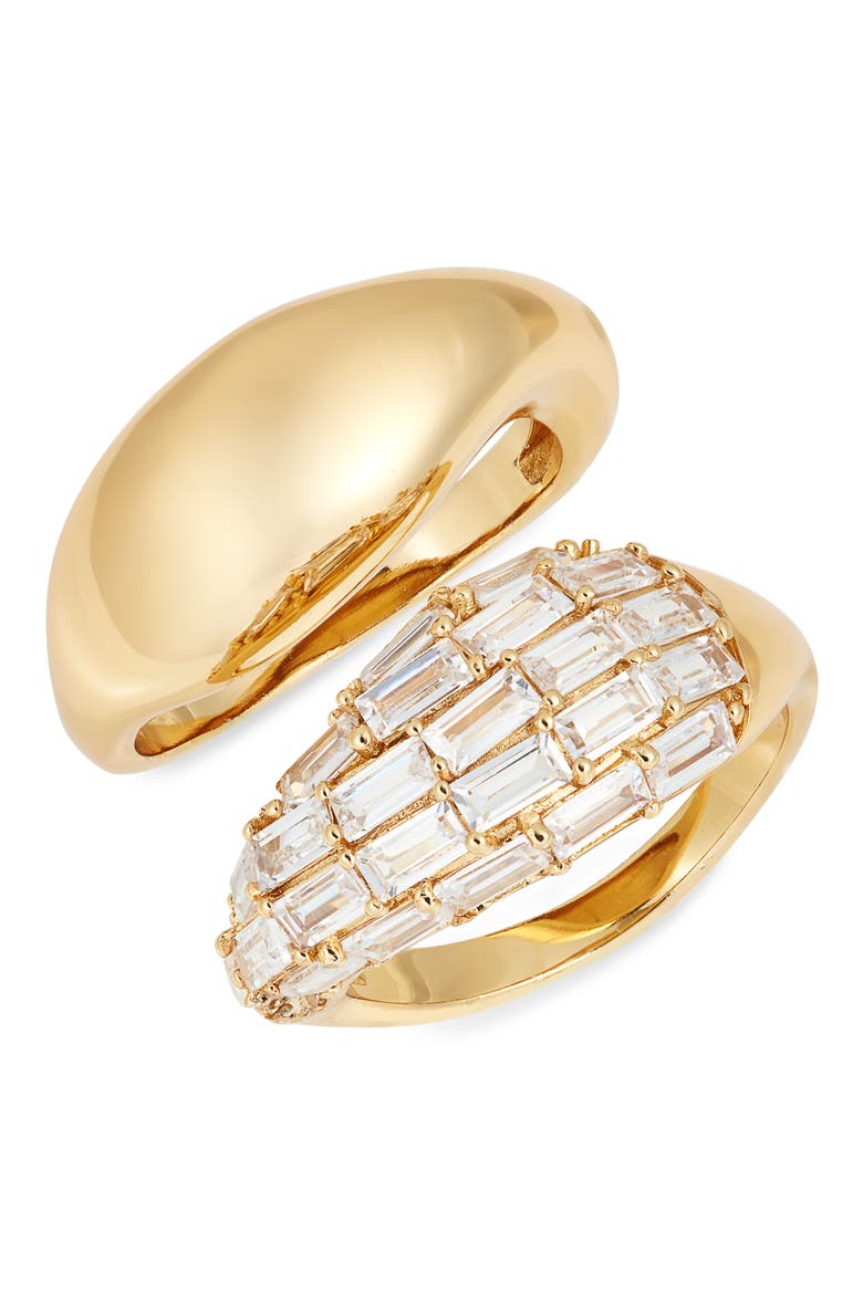 Set of 2 Cubic Zirconia Sculpted Rings, Main, color, 14K GOLD PLATED