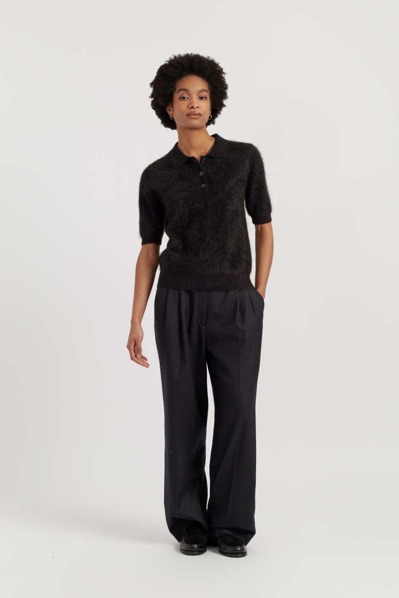 Brushed Cashmere Polo Tee, Alternate, color, Black