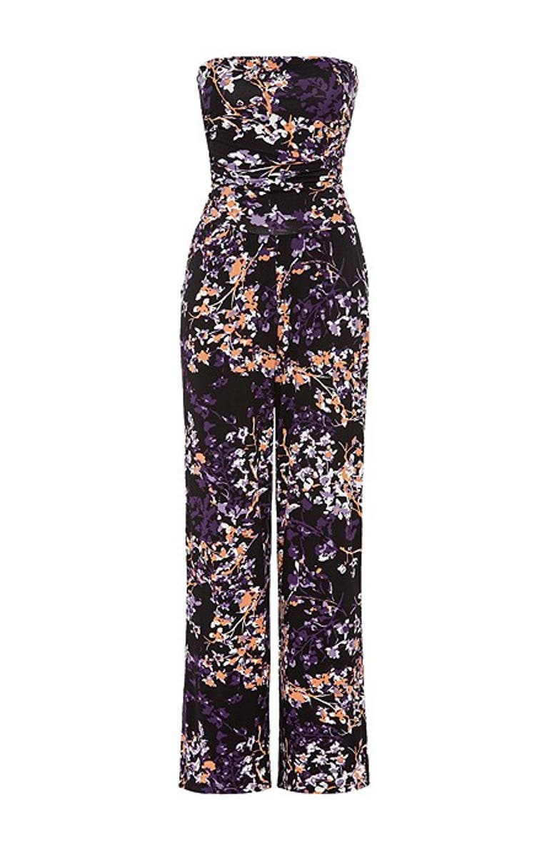 LASCANA Women's Strapless Jumpsuit, Alternate, color, Black & Purple