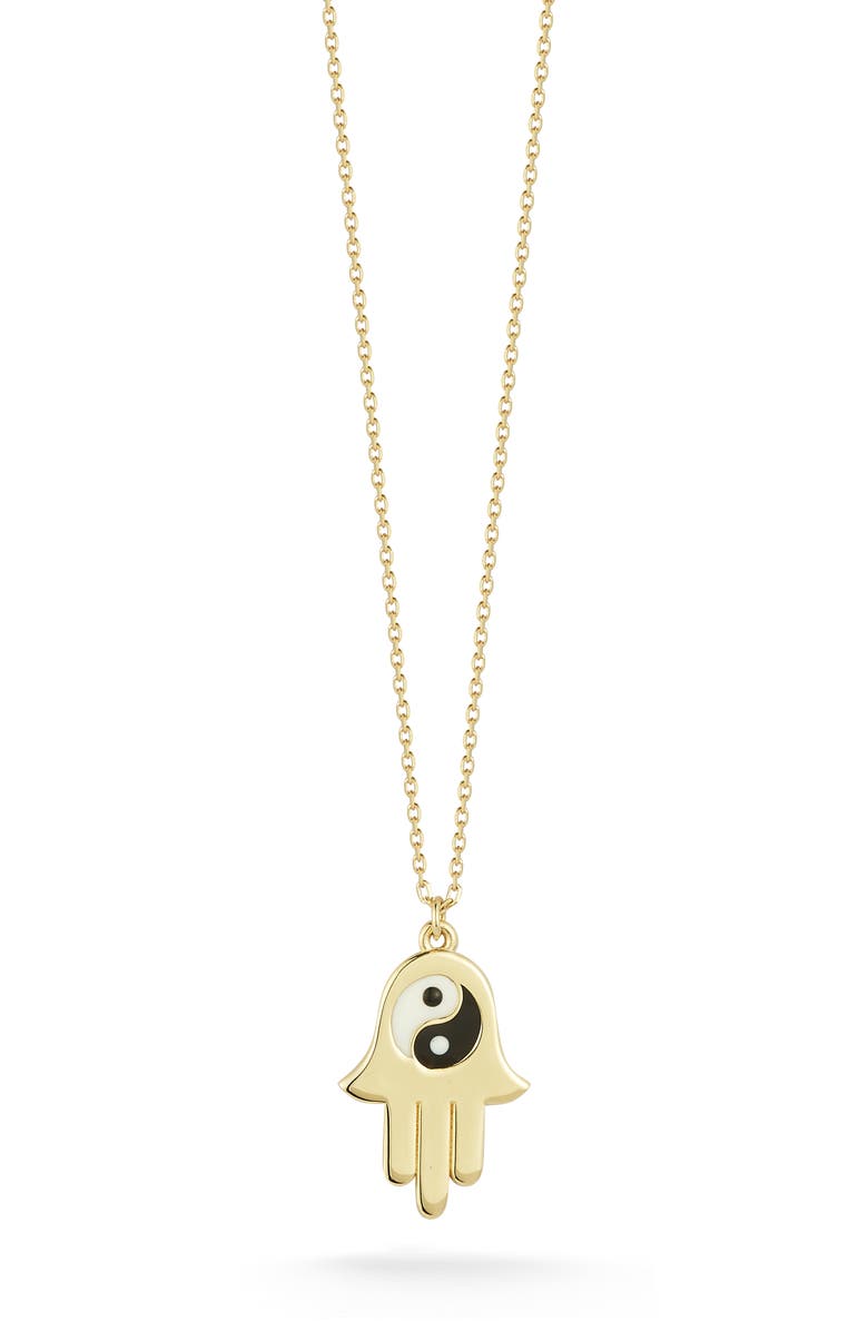 Ember Fine Jewelry Yin Yang Hamsa Pendant Necklace, Main, color, Gold