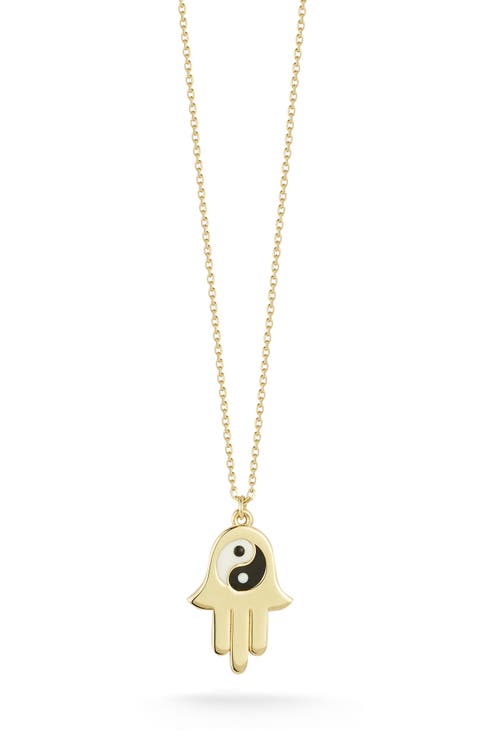 Yin Yang Hamsa Pendant Necklace