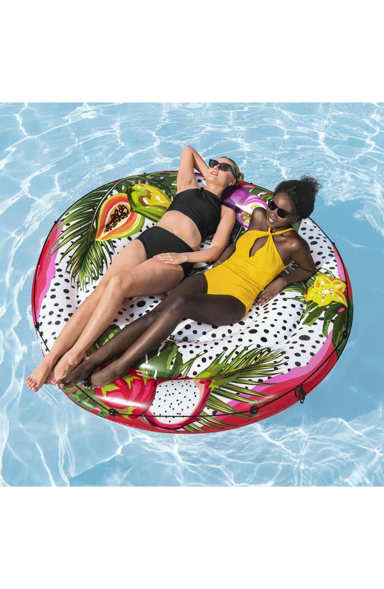 H2OGO! Fruits of Paradise Island, XL Person Inflatable Pool Float with Grab Rope, Alternate, color, Multicolored