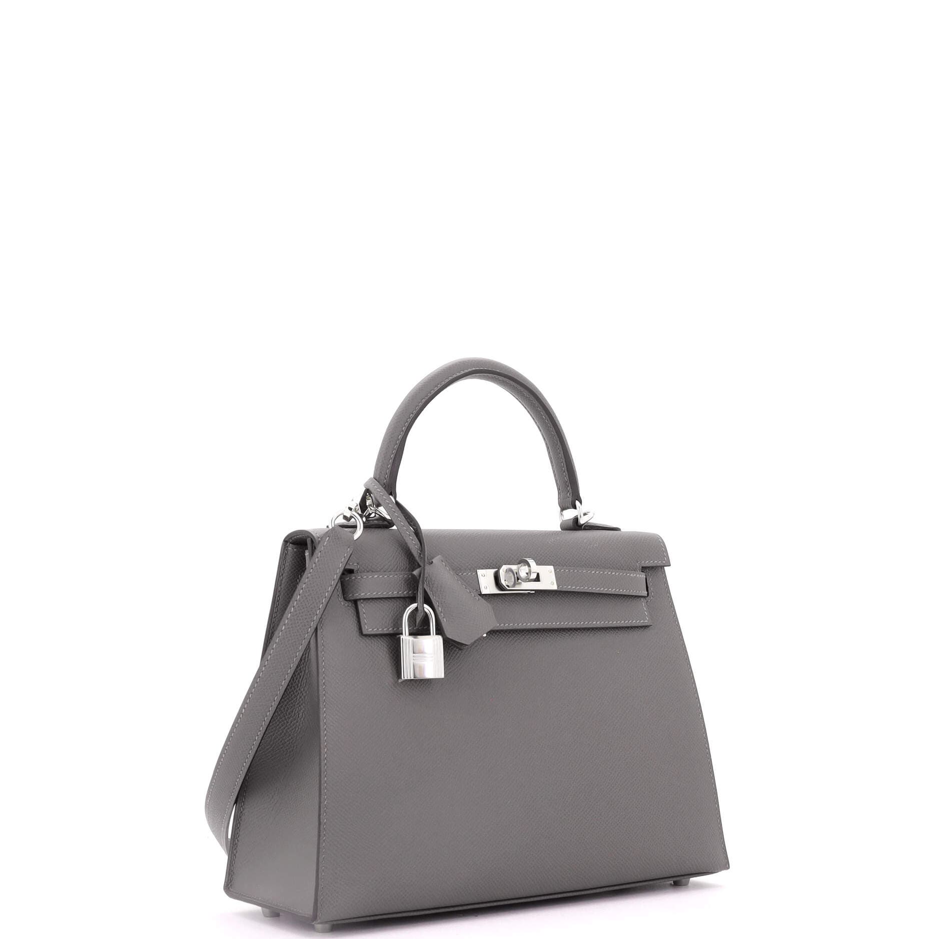 Pre-Owned Hermes Kelly Handbag Grey Epsom with Palladium Hardware 25, Alternate, color, Gris Meyer